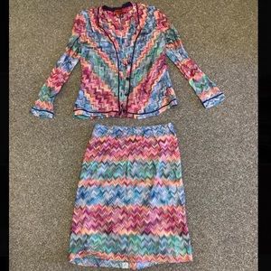 Vintage Missoni jacket & skirt zig zag set